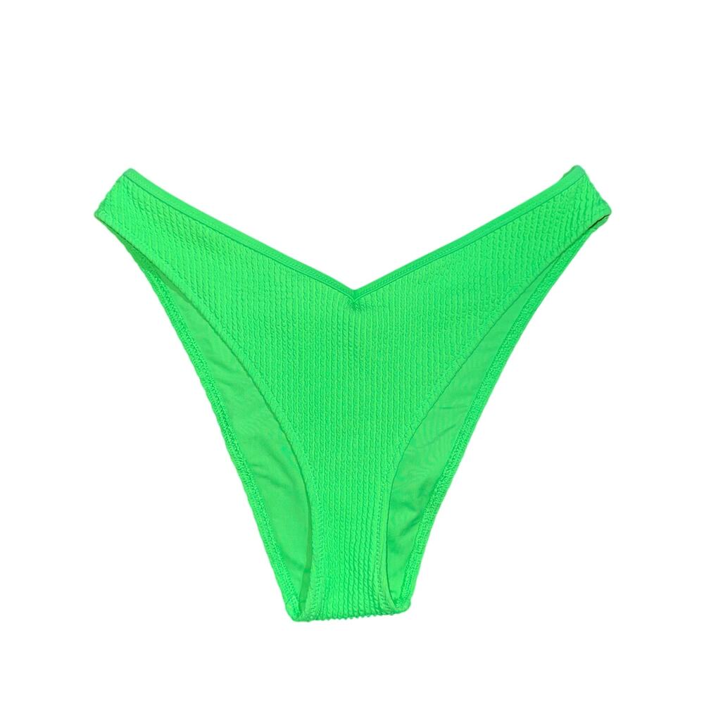 Aerie Lime Green Crinkle Voop Low Rise Cheeky UPF 50+ Bikini Bottom Size M